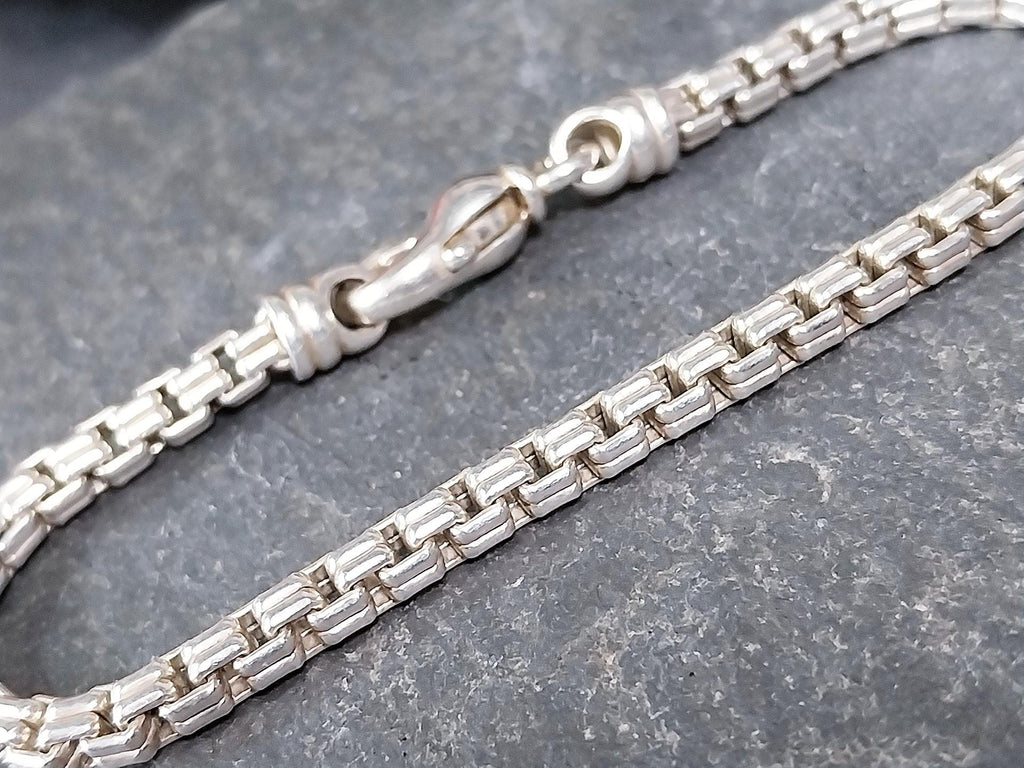 Vintage STERLING SILVER Bracelet Double Box Link 19cm - 19.4g