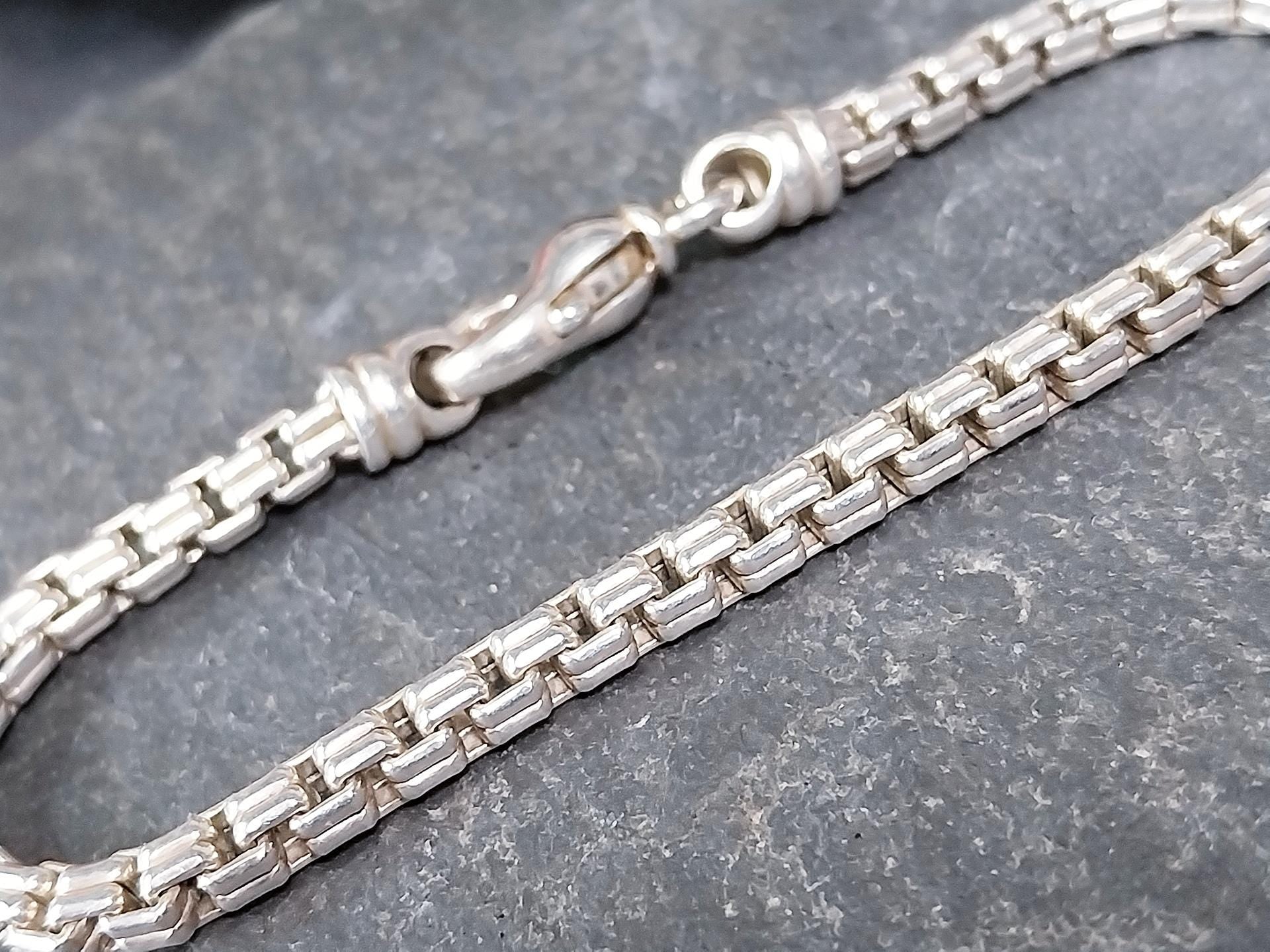 Vintage STERLING SILVER Bracelet Double Box Link 19cm - 19.4g