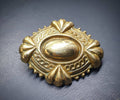 Victorian Photo Locket Brooch - Pinchbeck, Gilt  Mourning or Sweetheart with antique photo