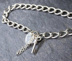 Vintage SILVER LINK BRACELET with Lock and Key - 16cm - 8.8g