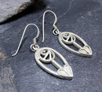 Sterling Silver CELTIC LEAF & ROSE Dangle Earrings -  4.1g