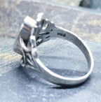 SILVER ONYX RING - Jet Black Stone - Size uk M ( usa 6.5) - 3.2g