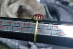 Antique Cranberry Glass Gilt RING - Small Size uk H (us 4)