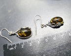 Vintage Sterling Silver AMBER Drop EARRINGS - Dangling  - 6.8g