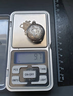 Vintage Silver LOCKET Necklace - Puffy Circle on 20" Sterling Chain - 9.7g