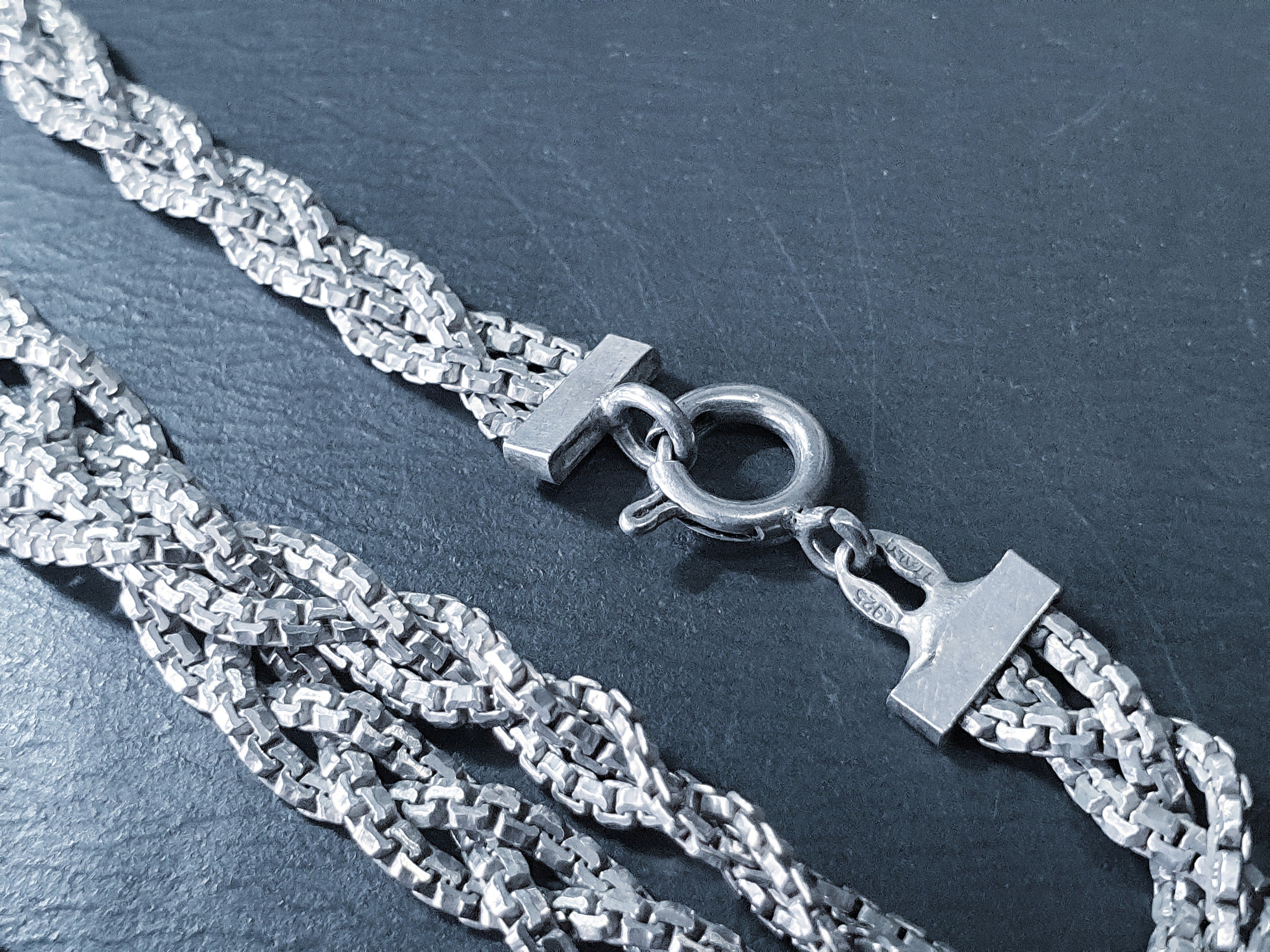 STERLING SILVER Braided Twist Choker Chain - 15" Long - 16.1g