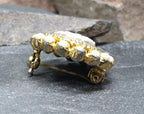 Vintage Circular BROOCH - Gold Tone with Faux Seed Pearls - 11.7g