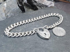 Vintage SILVER LINK BRACELET with 1885 3 Pence Coin Charm 17cm - 19.1g