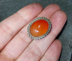Vintage Sterling Silver Carnelian Brooch -  5.3g