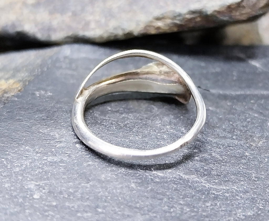 Vintage AMBER Sterling Silver Ring - Lily - uk size O (7.25) - 2.2g