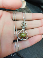 Rare Vintage Sterling Silver MIRACLE Connemara Marble NECKLACE - 6.7g