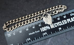 Vintage Silver Link Bracelet with heart padlock clasp c 1975, 18cm - 18.9g
