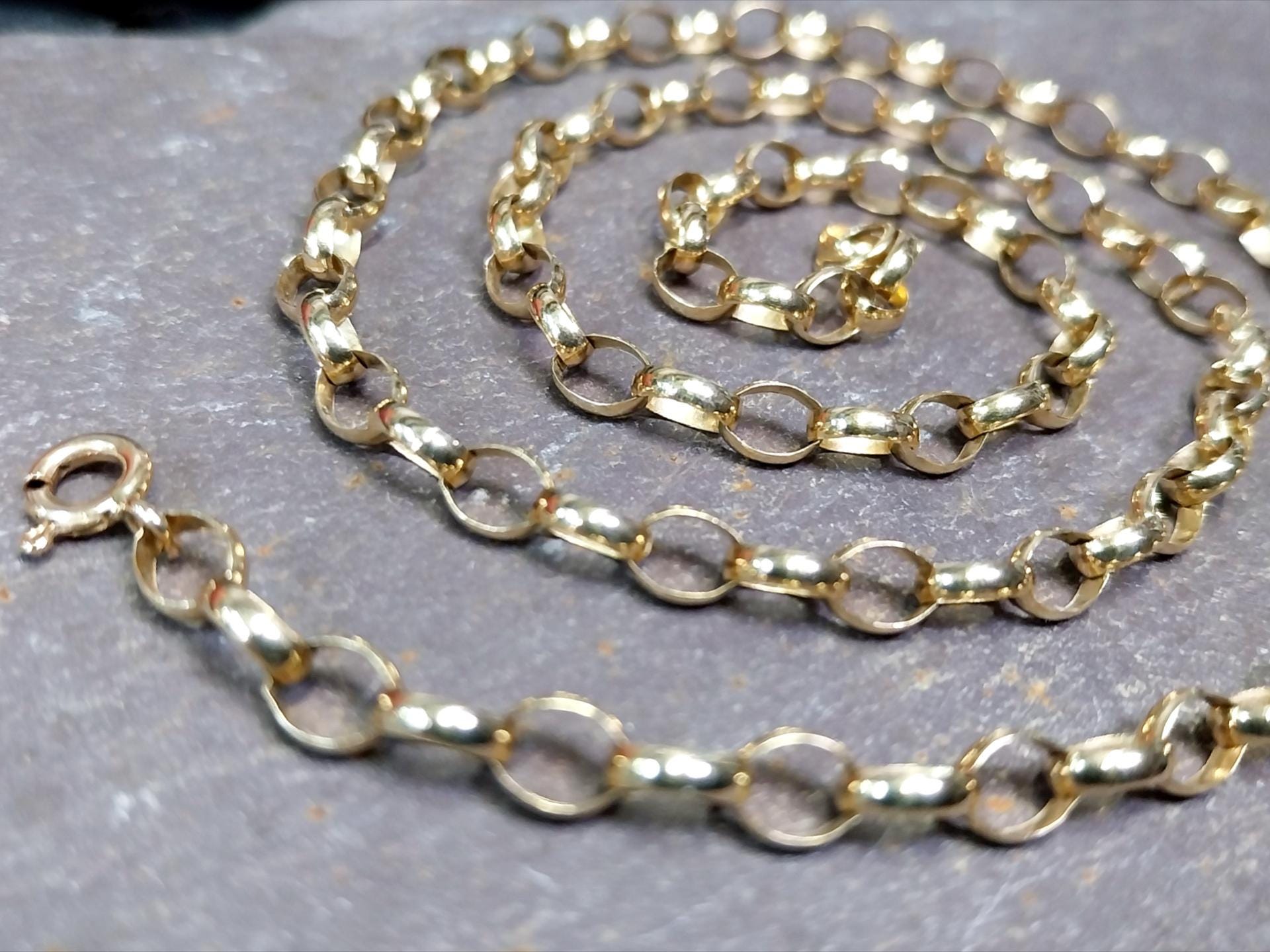 Vintage 9ct GOLD Belcher Chain Necklace, 20" Long  Hallmarked - 10.2g