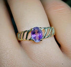 9ct GOLD AMETHYST Ring  - Size uk P (us 7.5) - 2g