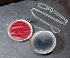 Large Sterling Silver Circular LOCKET Necklace -  on 20" Chain c 1973 - 8.4g