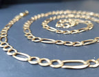 Vintage 9ct GOLD FIGARO Chain Necklace, 22" Long  Hallmarked - 8.8g