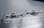 Sterling Silver CELTIC ROSE Dangle Earrings - with Purple amethyst Stone - 4.2g