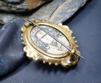 Victorian Photo Locket Brooch - Pinchbeck, Gilt  Mourning or Sweetheart with antique photo