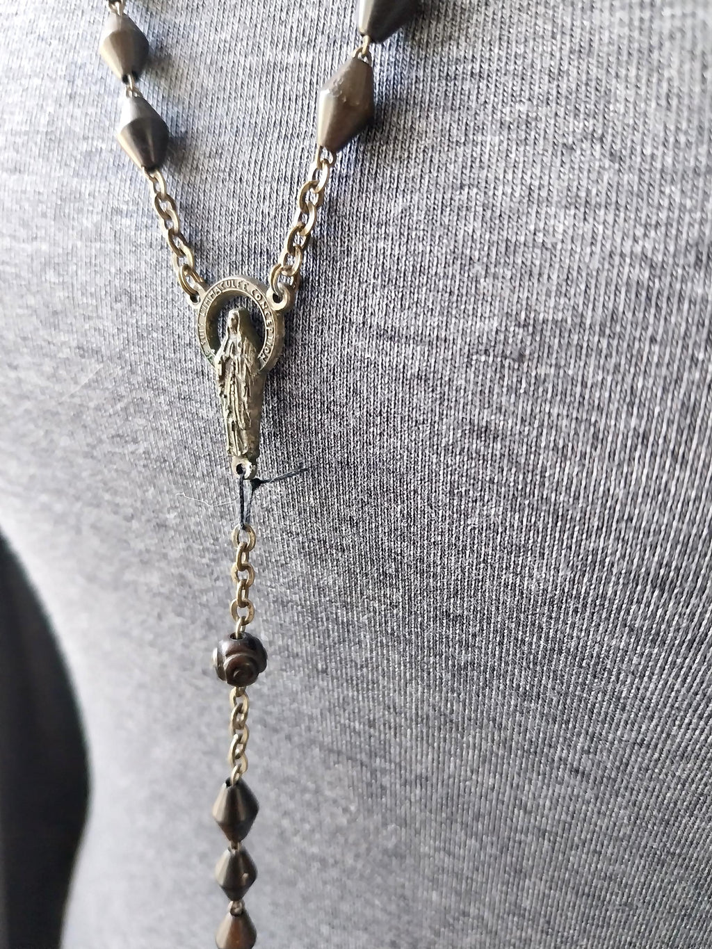 Vintage Italian Wooden ROSARY BEADS with Crucifix - 29" Necklace - 18.3g