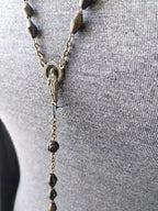 Vintage Italian Wooden ROSARY BEADS with Crucifix - 29" Necklace - 18.3g