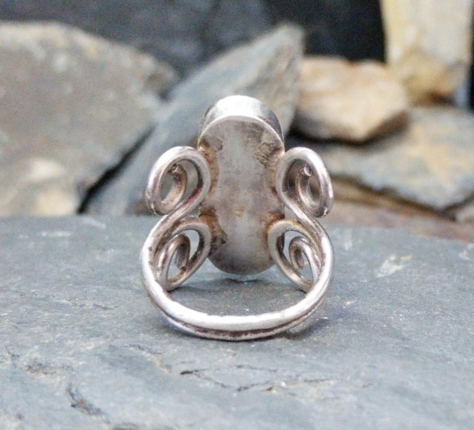 Vintage SILVER Double Bloodstone Agate RING - uk size L (us 5.5) - 5.3g