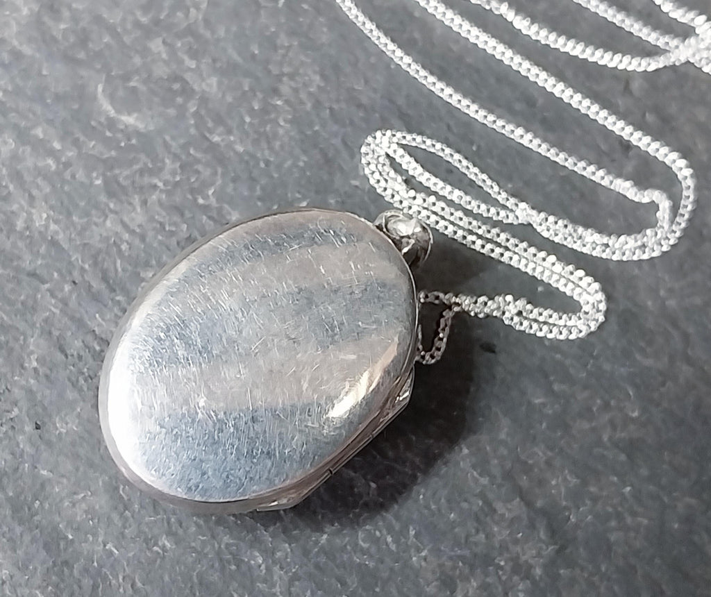 Sterling Silver RED JASPER Agate Locket Necklace  on 18" chain  - 12.2g