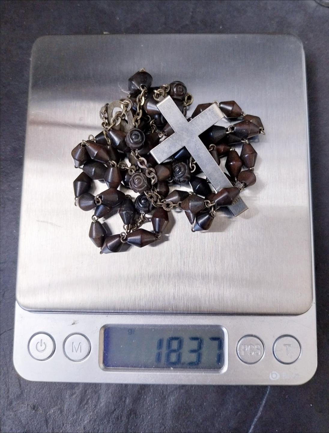 Vintage Italian Wooden ROSARY BEADS with Crucifix - 29" Necklace - 18.3g