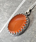 Antique Carnelian Agate  Pendant Necklace  on  20" Chain - 6.9g