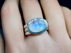 Large Vintage SILVER MOONSTONE RING - Ethereal - uk size O (7) - 10.6g