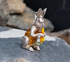 Vintage NUVO Bunny Rabbit Charm Pendant Sterling Silver with Gemstone Body - 3.8g