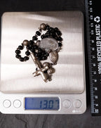 Vintage Small BLACK ROSARY BEADS with Crucifix - Short 14" - 13g