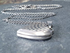 Vtg Sterling Silver Heart Locket -  Geometric Design on 19" Chain - 6.2g