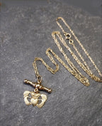 Vintage 9ct GOLD Celtic CLADDAGH T-BAR Necklace, on 20" Gold Chain - 1.8g