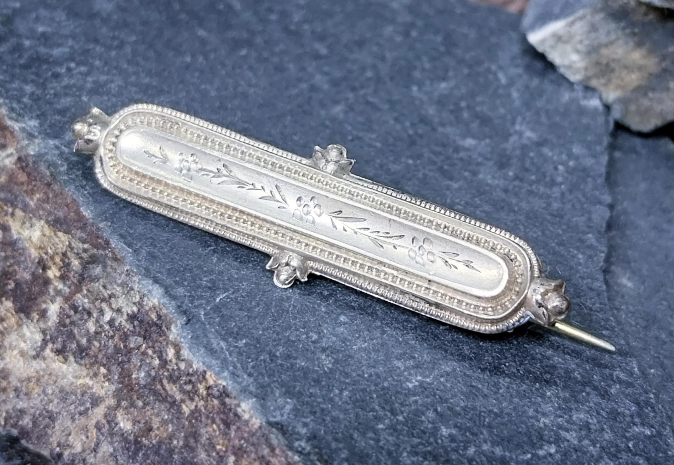 Antique Silver Bar BROOCH - Adie & Lovekin 1893 - 2.5g
