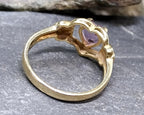 18ct GOLD RING with Purple Amethyst & Diamonds - Size uk Q (us 8) - 3.1g