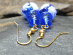 Vintage Murano Style Blue Bead EARRINGS - Long Dangling  - 8.5g