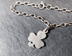 Vintage SILVER LINK BRACELET with Three Leaf Clover Charm - 5.2g