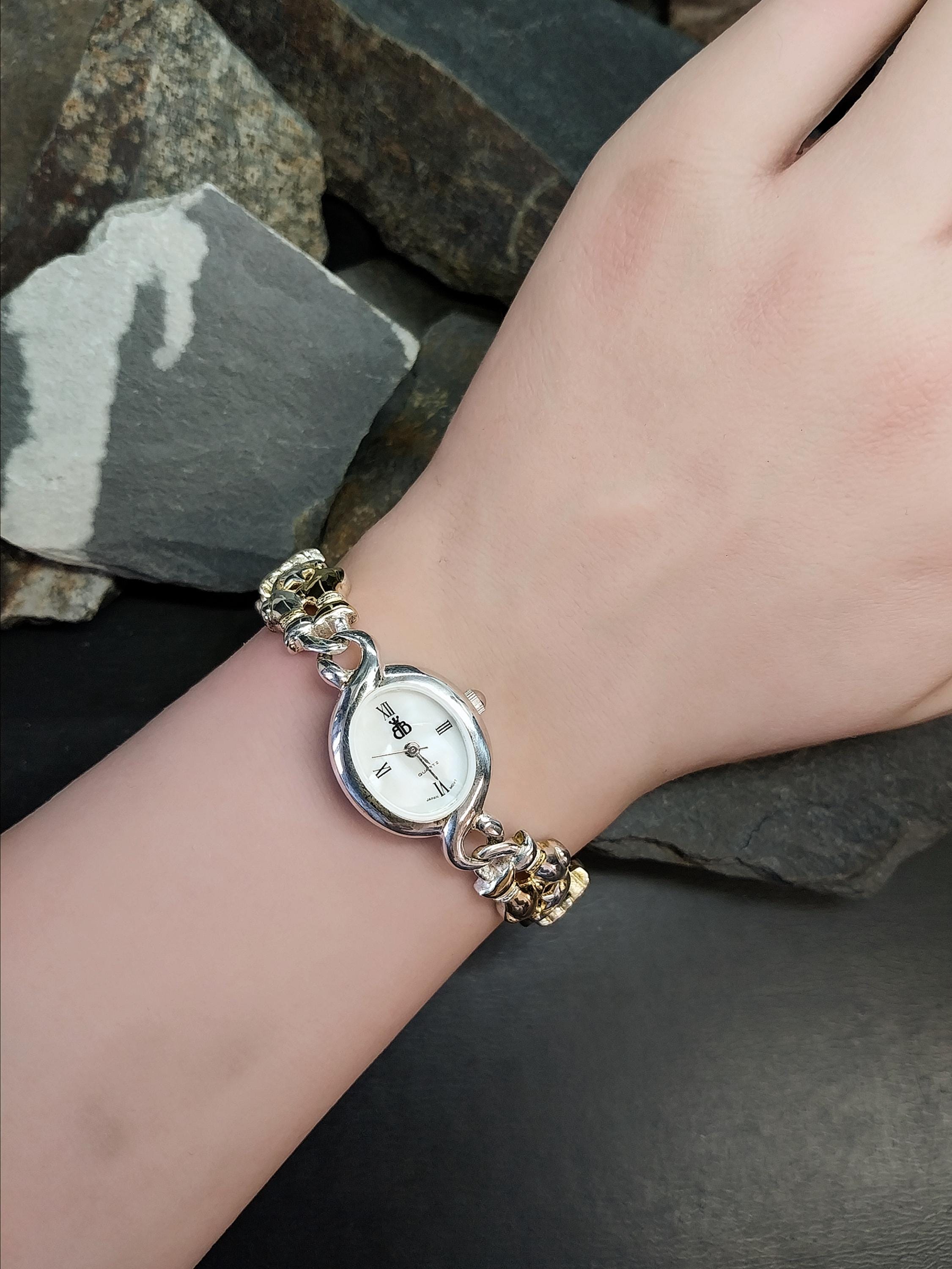 Vintage Sterling Silver WATCH - Double Cat bracelet Strap 18cm - 31.2g