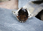 Vintage SILVER RING with Smoky Quartz - uk size L (us 5.75) - 2.2g