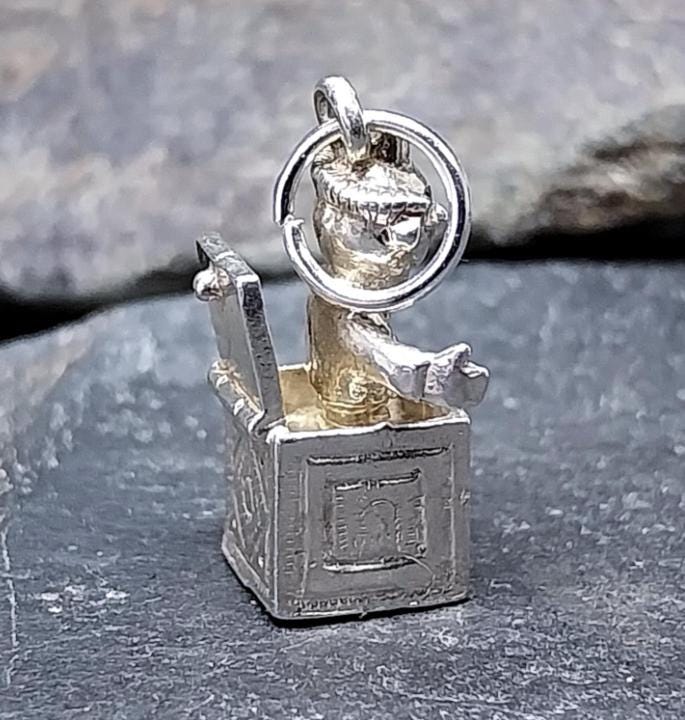 Sterling Silver Jack in a Box Toy Charm for Bracelet or Pendant - 2g