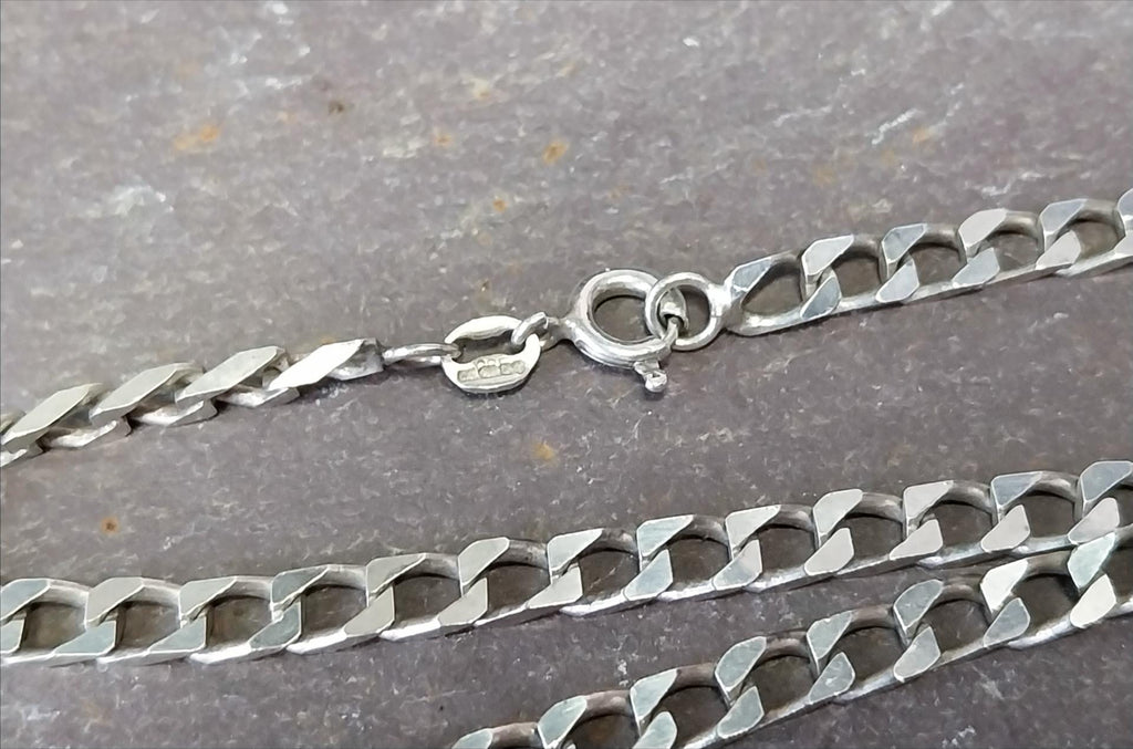 STERLING SILVER Curb Link Chain Necklace - 20" Long - 13.3g