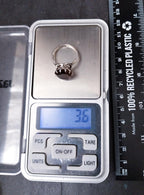 Vintage Sterling SILVER RING with large Smoky Quartz - size O 1/2 (us 7.5) - 3.6g