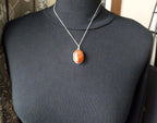 Sterling Silver RED JASPER Agate Locket Necklace  on 18" chain  - 12.2g