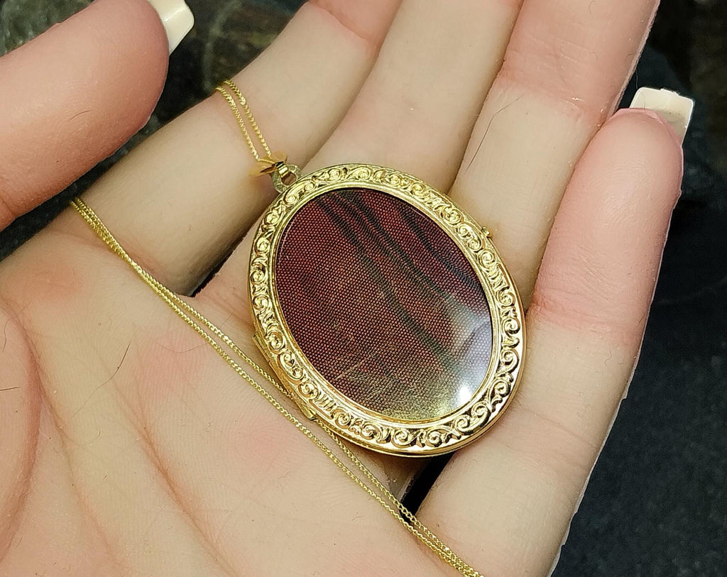 Vintage 9ct GOLD Open Photo Locket - up 4 photos on 20" Chain - 4.7g