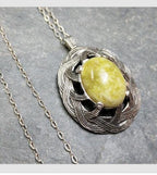 RARE Sterling SILVER Connemara Marble Pendant Necklace Miracle on 18" Chain - 9g