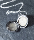 Edwardian Round Small LOCKET Hallmarked Silver on  16" Chain - 4.2g