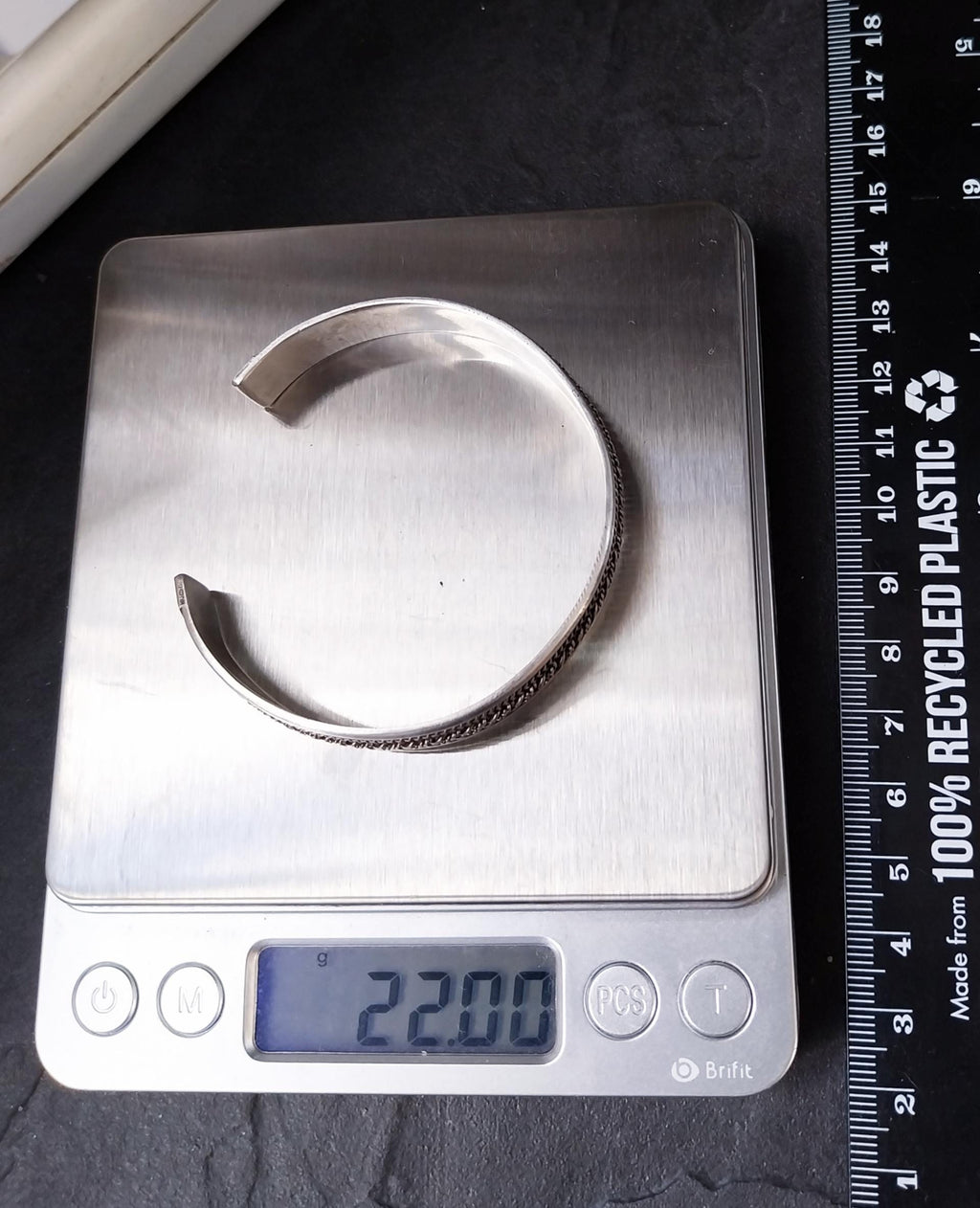 Vintage Sterling Silver Bangle Bracelet - Weave Design Open - 22g