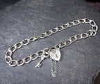 Vintage SILVER LINK BRACELET with Lock and Key - 16cm - 8.8g