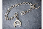 Vintage SILVER Charm BRACELET with Good-luck Horseshoe - 17.5cm - 8.7g
