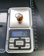Vintage 9ct GOLD FIRE AMBER Ring - Size uk Q (us 8) - 2.5g